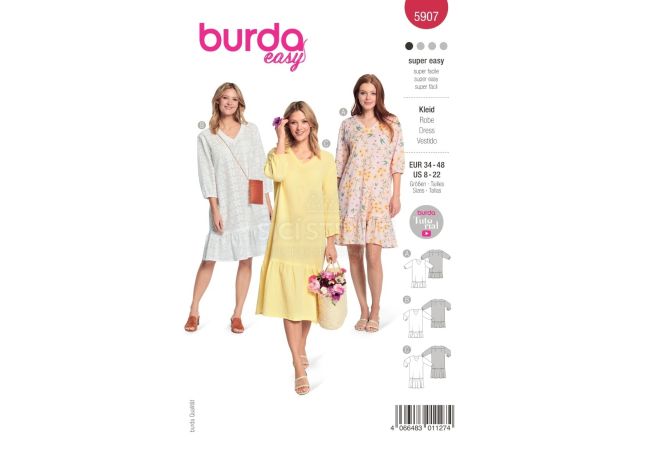 Střih Burda 5907 - Volné rovné šaty