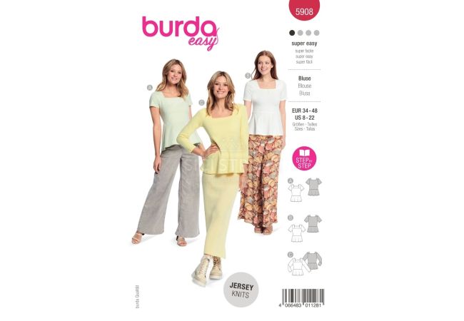 Střih Burda 5908 - Tričko peplum