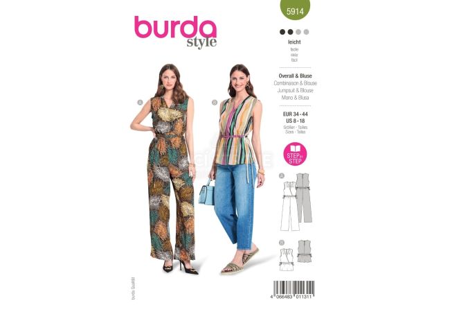 Střih Burda 5914 - Zavinovací overal, top