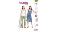 Střih Burda 5922 - Propínací šaty, áčkové šaty na ramínka, tílko