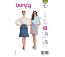 Střih Burda 5930 - Áčková sukně, tvídová sukně s třepením