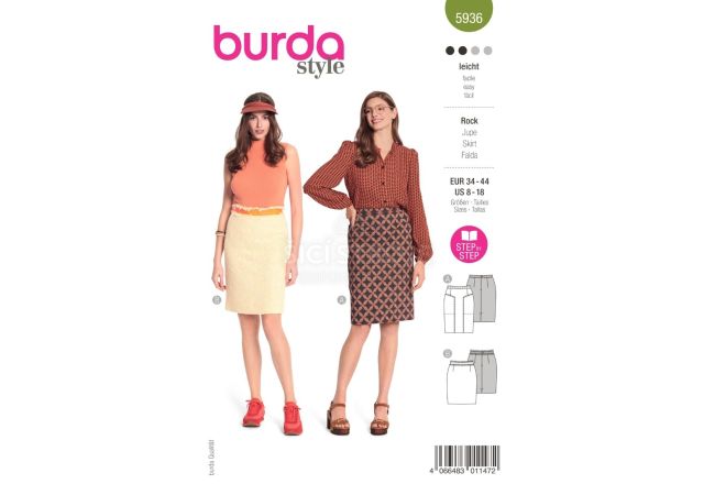 Střih Burda 5936 - Pouzdrová sukně s vysokým pasem