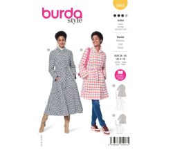 Střih Burda 5949 - Áčkový kabát s páskem