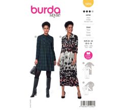 Střih Burda 5959 - Volné šaty, flanelové šaty, midi šaty