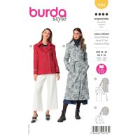 Střih Burda 5984 - Dvouřadý kabát s páskem, trenčkot, dvouřadé sako