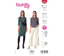 Střih Burda 5985 - Tričkové šaty, tričko s lodičkovým výstřihem