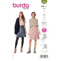 Střih Burda 5991 - Propínací sukně s vysokým pasem, áčková sukně, džínová sukně