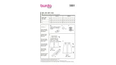 Střih Burda 5991 - Propínací sukně s vysokým pasem, áčková sukně, džínová sukně
