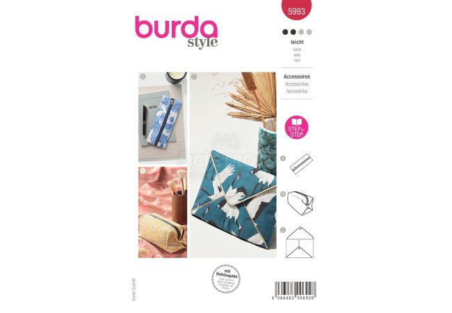 Střih Burda 5993 - Penál, kosmetická taštička, obal na knihu / tablet