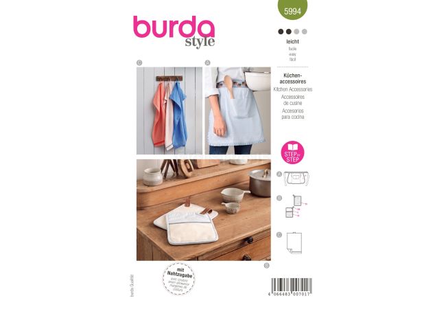 Střih Burda 5994 - Zástěra, chňapka, utěrka