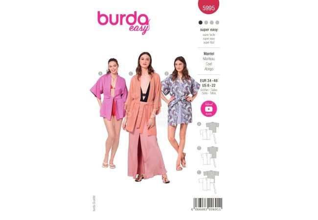 Střih Burda 5995 - Kimono s páskem