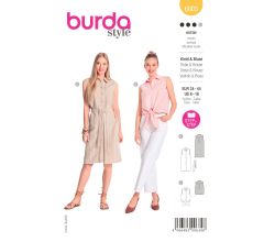 Střih Burda 6003 - Košilové šaty, košile bez rukávů