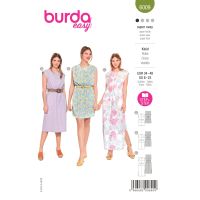 Střih Burda 6009 - Tričkové šaty s gumou v pase, maxi šaty