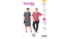 Střih Burda 6018 - Rovné šaty se zdobeným V-výstřihem, tričko