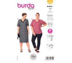 Střih Burda 6018 - Rovné šaty se zdobeným V-výstřihem, tričko