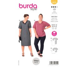 Střih Burda 6018 - Rovné šaty se zdobeným V-výstřihem, tričko