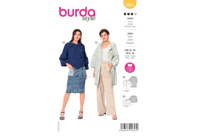 Střih Burda 6022 - Parka, balonový kabát