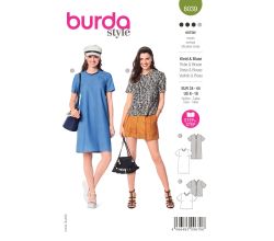 Střih Burda 6039 - Rovné šaty se skladem na zádech, halenka