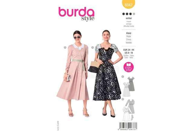 Střih Burda 6042 - Šaty v retro stylu