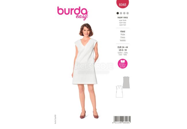 Střih Burda 6048 - Rovné šaty bez rukávů