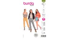 Střih Burda 6054 - Kalhoty s gumou v pase, teplákové kalhoty, šortky