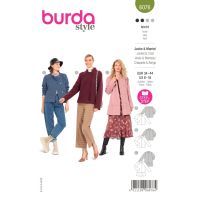 Střih Burda 6076 - Sako bez límce, krátký kabát, kabát na patenty