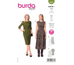 Střih Burda 6083 - Šaty s rozšířenou sukní, pouzdrové krajkové šaty