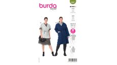 Střih Burda 6097 - Kabát s páskem, vesta s kapucí pro plnoštíhlé