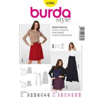 Střih Burda 6980 - Zavinovací kalhotová sukně, culottes