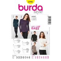 Střih Burda 6990 - Jednoduché tričko, rolák