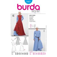 Střih Burda 7977 - Středověké šaty, hradní paní, královna
