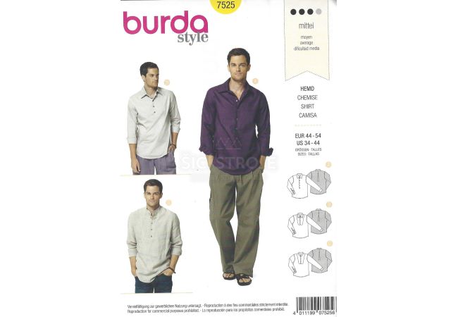 Střih Burda 7525 - Pánská košile