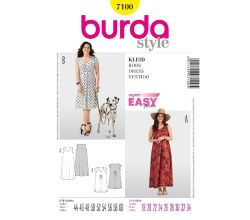 Střih Burda 7100 - Volné tričkové šaty pro plnoštíhlé