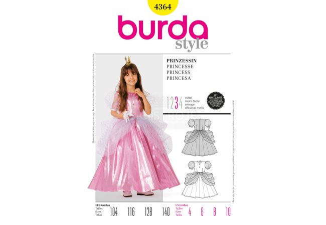 Střih Burda 4364 - Šaty pro princeznu