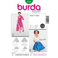 Střih Burda 2518 - RocknRoll, taneční sukně, kolová sukně