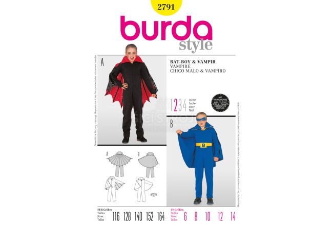 Střih Burda 2791 - Upír, superhrdina