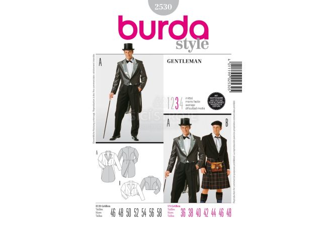 Střih Burda 2530 - Gentleman, frak