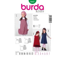 Střih Burda 9447 - Dětské áčkové šaty, balonové šaty