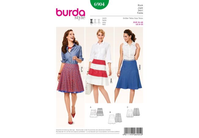 Střih Burda 6904 - Áčková sukně, letní sukně