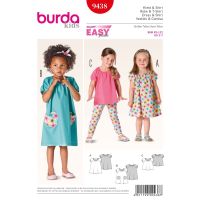 Střih Burda 9438 - Dětské jednoduché šaty