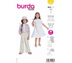 Střih Burda 9225 - Šaty s volánky pro dívky, krátké sako, bolerko