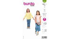 Střih Burda 9227 - Tričko s kulatým výstřihem pro dívky a chlapce, tričko s dlouhým rukávem, mušelínové tričko