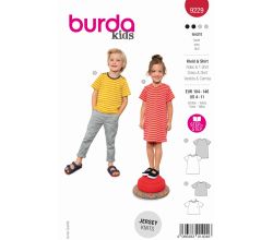 Střih Burda 9229 - Tričkové šaty, tričko pro dívky a chlapce
