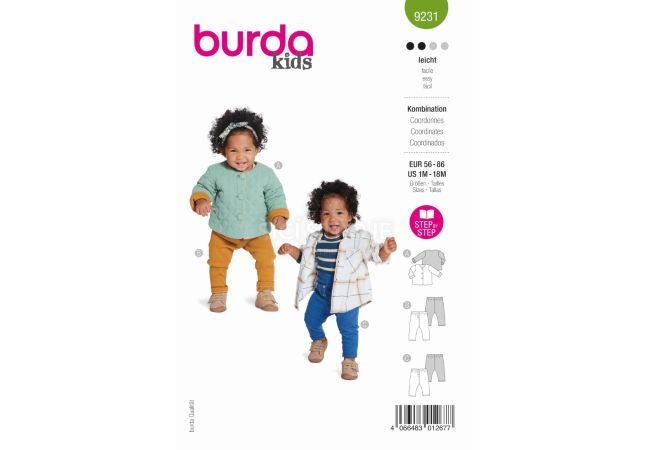 Střih Burda 9231 - Bunda a tepláčky pro miminka
