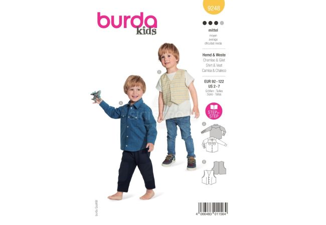 Střih Burda 9248 - Košile a vesta pro chlapce