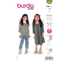 Střih Burda 9252 - Dívčí áčkové šaty, halenka