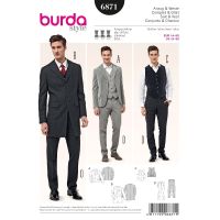 Střih Burda 6871 - Pánský oblek - sako, vesta, kalhoty s puky