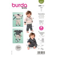 Střih Burda 9257 - Zavinovací tričko, tepláčky, čelenka a capáčky