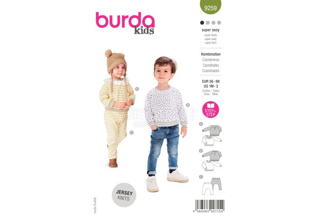 Střih Burda 9259 - Dětská mikina a tepláky