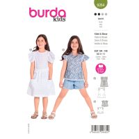 Střih Burda 9264 - Dívčí áčkové šaty, halenka